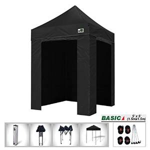 Eurmax 5x5 Ez Pop up Canopy, Instant Outdoor Photo Booth Tent with 4 Removable Sidewalls+ Deluxe Carry Bag