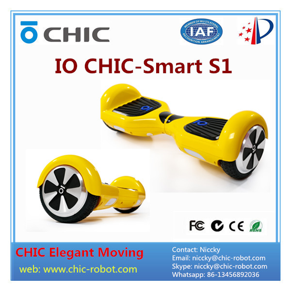 Yellow IO chic smart S1 two 2 wheels self balancing electric scooter hands free self balancing CHIC SMART hover boards