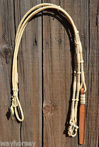 Juan Ortiz 18 Plait Braided Natural Rawhide Romel/Romal Reins-Old California