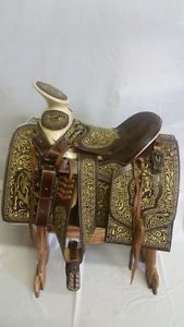 15" Montura Charra  - Mexican Saddle - Horse Saddle - Bordada- #27547