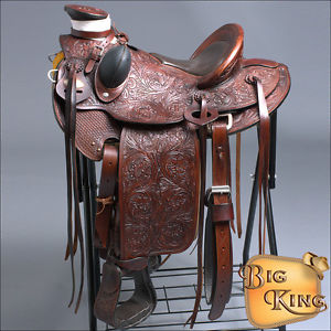 WD005AAM-A HILASON BIG KING WESTERN LEATHER WADE RANCH ROPING COWBOY SADDLE 16