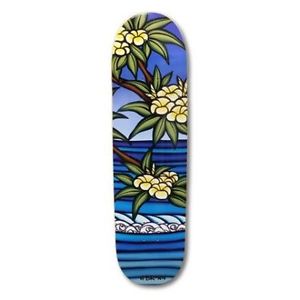 RARE Limited Edition Brown Heather Yellow Plumerias Skate Deck Blue Skateboard