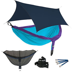 ENO DoubleNest OneLink Hammock System - Purple/Teal + Guardian SL & Navy Profly