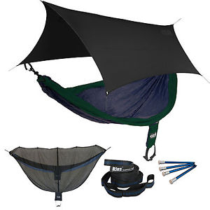 ENO SingleNest OneLink Sleep System - Navy/Forest Hammock w/ Black Profly