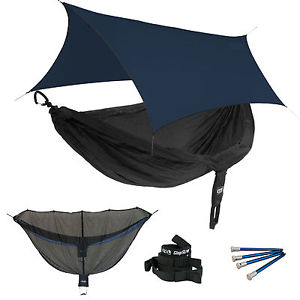 ENO DoubleNest OneLink Hammock System - Black/Black + Guardian SL & Navy Profly