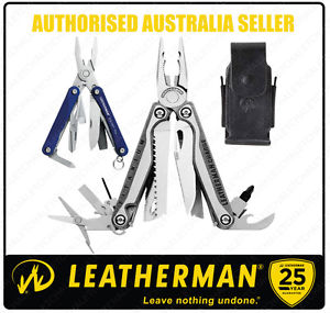 Leatherman CHARGE TTI MultiTool Knife + Leather Sheath + SQUIRT PS4 Blue *AUTHAU