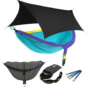 ENO DoubleNest OneLink Sleep System - Retro Tri Version 2 Hammock & Black Profly