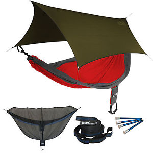 ENO SingleNest OneLink Sleep System - Red/Charcoal Hammock With Olive Profly