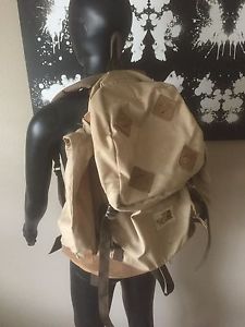 Vintage Canvas/Leather Bottom North Face Tan Hiking Backpack/Rucksack-WaistStrap