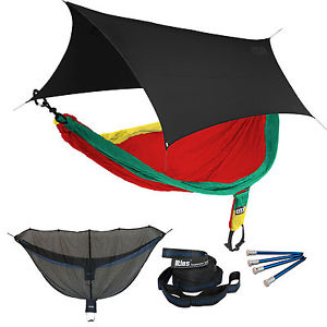 ENO SingleNest OneLink Sleep System - Rasta Hammock With Black Profly