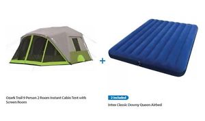 Ozark Trail 9-Person Instant Cabin Tent with 2 Bonus Queen Airbeds Value Bundle