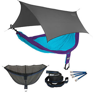 ENO SingleNest OneLink Sleep System - Purple/Teal Hammock With Grey Profly