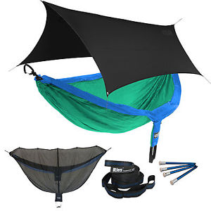 ENO DoubleNest OneLink Sleep System - Royal/Emerald Hammock w/ Black Profly