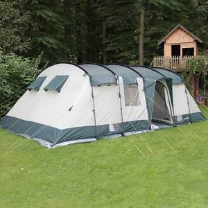 skandika Hurricane 12 Person/Man XL Camping Tunnel Family Tent Group Green New