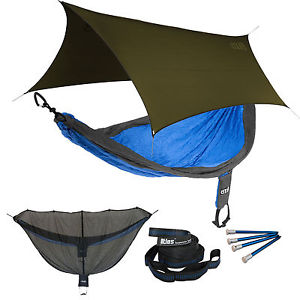 ENO SingleNest OneLink Sleep System - Charcoal/Royal Hammock With Olive Profly