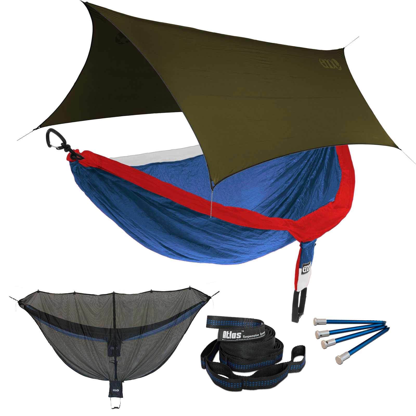 ENO DoubleNest OneLink Sleep System - Patriot Hammock With Olive Profly