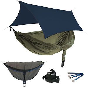 ENO DoubleNest OneLink Hammock System - Olive/Olive + Guardian SL & Navy Profly