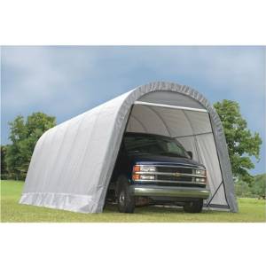 ShelterLogic 12-Ft.W Round-Style Instant Garage - 28ft.L x 12ft.W x 10ft.H, 1 5/8in. Frame, Grey, Model# 902233