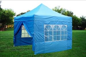 10'x10' Pop up 4 Wall Canopy Party Tent Gazebo Ez Sky Blue - F Model Upgraded Frame By DELTA Canopies