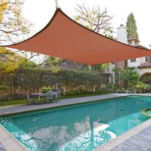 Heavy Duty Oversized 18x18 Feet Square Shade Sail Canopy Dark Red PE Fabric UV Sun Protection Portable for Outdoor Sunscreen Shelter Patio Pool Beach Camp Picnic