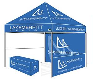 Eurmax 10 x 10 Custom Canopy Tent Printed Pop up Tent Event Canopy Full color Printed Canopy Imprinted Trade show Gazebo +4ft Folding Table +Custom Table Cover, BONUS Wheeled Storage Bag