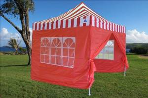 10'x10' Pop Up Canopy Party Tent Gazebo EZ Red Stripe - E Model By DELTA Canopies