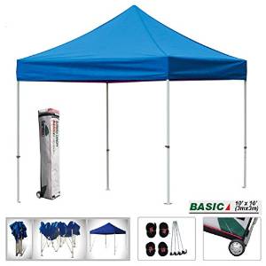 Eurmax Basic 10x10 Ez Pop up Canopy Instant Tent Outdoor Party Gazebo Commercial Level, with Wheeled Storage Bag (Blue)