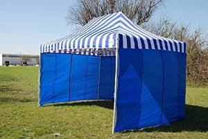 10'x15' Pop up 4 Wall Canopy Party Tent Gazebo Set Ez Blue Stripe - F Model Upgraded Frame By DELTA Canopies