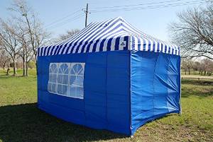 10'x15' Pop up 4 Wall Canopy Party Tent Gazebo EZ Blue Stripe - E Model By DELTA Canopies