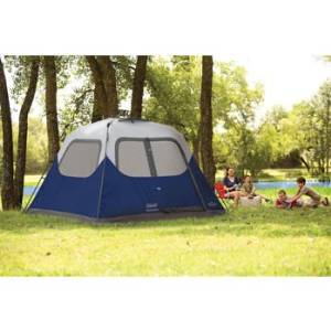 Blue Coleman 10' X 9' 6-person Instant Tent camping trip outdoor woods