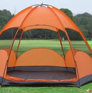 Outdoor People Hexagonal Double Beach Camping Tent for 3 to 4 People Four Seasons Rain Field Camp Equipment Supplies