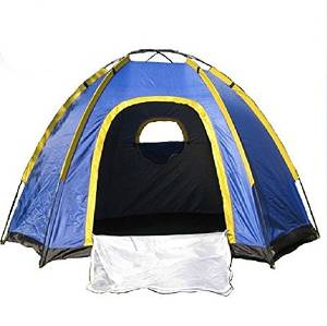 ZJKC® 4-person Sundome Hexagon Camping Tent 210D Anti-tear Waterproof Nylon Oxford Floor Sheet PU2000mm 86.6'' x 86.6'' x 51.2'' Cabin Tent (Blue)