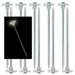 Generic O-8-O-2199-O ee In D Easier To sier To Steel Peg teel Pe Set of 10 Glow-in-the-Dark Stakes See In Dark the-Dar Tent Stakes 10" HX-US5-16Mar28-896