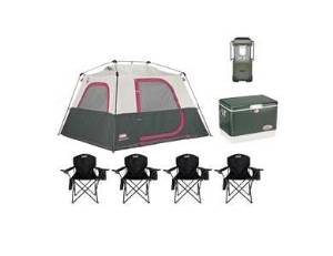 Coleman 6 Person Camping Instant Tent w/ 4 Chairs + Cooler + Lantern