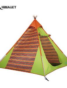 0.5 HIMAGET Brand High Quality Single Layer 4 Person 1 Door Outdoor Camping Products Pattern Steel Pole Tipi Tent , green