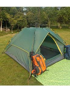 0.5 OUTDOOR MATE Outdoor Double 3-4 Dark Green Rain UV Family Camping Tent Automatic , yellow