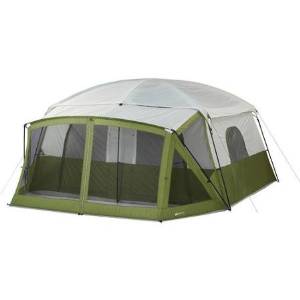 Ozark Trail 12-Person Screen Porch w/ Multiple Storage Pockets Cabin Tent Green