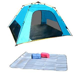 8'x7' Instant Tent 3-4 Person Blue Camping Lightspeed Outdoors Ample Waterproof with Moisture-proof pad