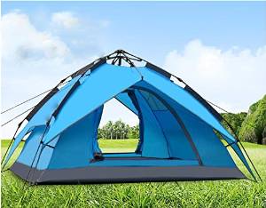 WZH Camping rainproof Tent set Outdoor multiplayer Double people fully automatic Double layer 3-4 person