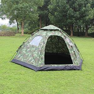 WZHOutdoor tent Camouflage 8-10 people 5 windows six corners Automatic camping Rainproof windproof , 8-10 people