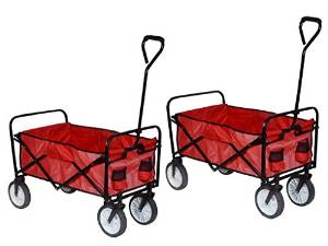 Cherry Queen LOT2~Folding Collapsible Utility Wagon Garden Cart Shopping Buggy Yard Beach Red