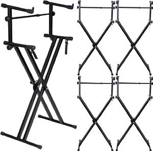 Cherry Queen LOT 5~X Style Dual Electronic Keyboard Stand Double 2-Tier Adjustable Wholesale