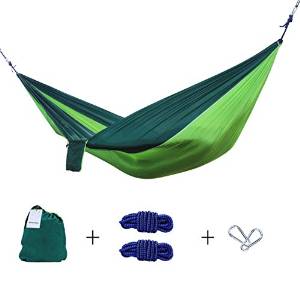 NutureFun Portable Double Ultralight 100% Parachute Nylon 500 lbs Travel Camping Hammock for Backpacking,Camping,Hunting,Beach,Yard