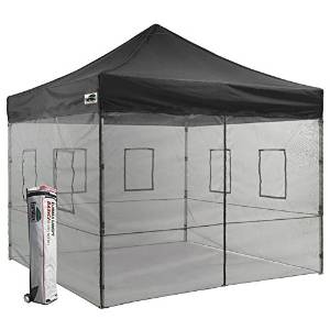 Eurmax 10x10 Vendor Canopy Outdoor Food Service Canopy Tent with Removal Mesh Walls and Wheeled Bag