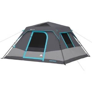 Ozark Trail 6-Person Dark Rest Instant Cabin Tent, Includes rainfly with factory sealed seams, Carry bag and Tent stakes