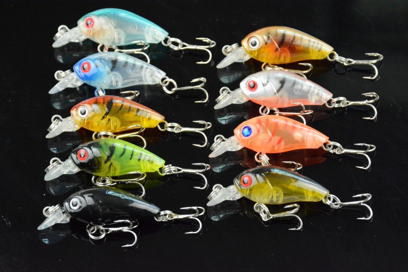 Wholesale 4500PCS 45MM Bass fishing tackle Crankbait Crank Mix color hard plastic Minnow fishing lure baits 4.5CM 4G 10# HOOKS