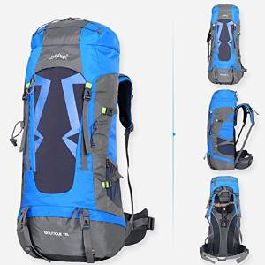 70L Camping Traveling Mountaineering Waterproof Backpack -Color: Blue