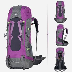 70L Camping Traveling Mountaineering Waterproof Backpack -Color: Purple