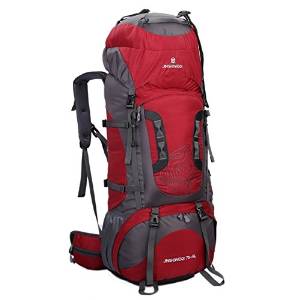 80L Tactical Camping Hiking Traveling Mountaineering Backpack -Color: Red