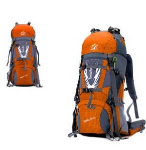 Tourism Sports Outdoor Mountaineering Backpack 60 L Travel Backpack Waterproof Light Orange Men and Women